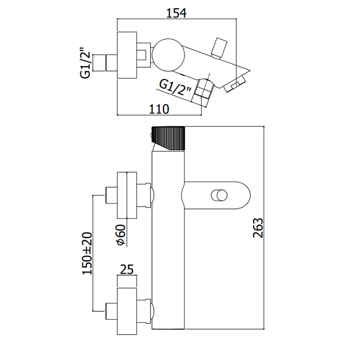 Paffoni Jo Смеситель для ванны, настенный, цвет: черный матовый JO022NO