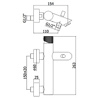 Paffoni Jo Смеситель для ванны, настенный, цвет: черный матовый JO022NO