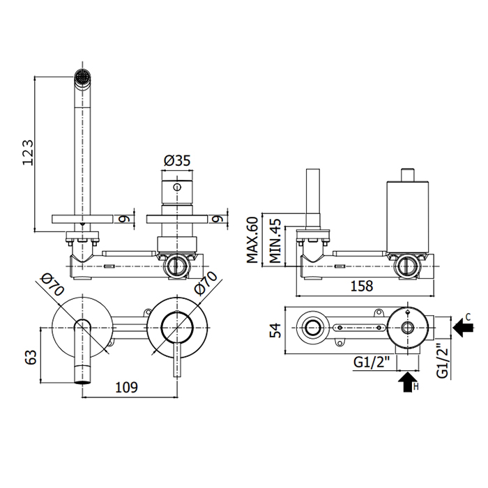 Paffoni Light Смеситель для раковины, встраиваемый, цвет: черный матовый LIG104NO70