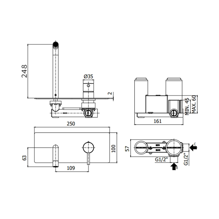 Paffoni Light Смеситель для раковины, встраиваемый, цвет: белый матовый LIG106BO