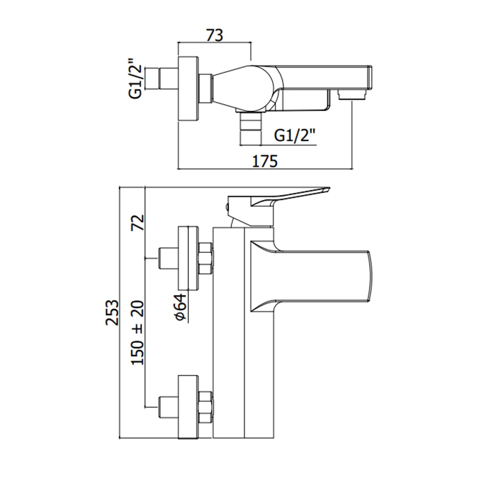 Paffoni Tilt Смеситель для ванны, настенный, цвет: хром TI022CR