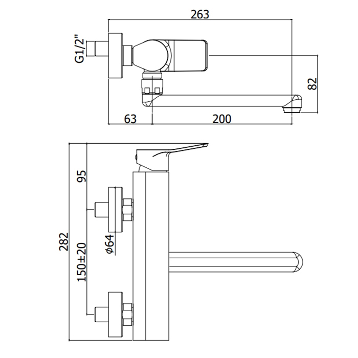 Paffoni Tilt Смеситель для мойки, настенный, цвет: хром TI161CR