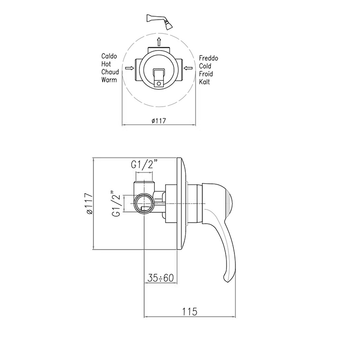 Webert Aurora Встраиваемый смеситель для ванны, цвет: хром/золото AU880101017