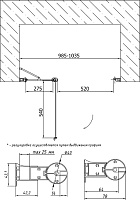 Vegas Glass Душевая дверь в нишу 100x189h см, проф. хром стекло 6мм сатин EP-F-1 100 08 10 L