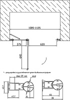 Vegas Glass Душевая дверь в нишу 110x189h см, проф. хром стекло 6мм сатин EP-F-1 110 08 10 L