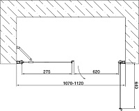 Vegas Glass Душевая дверь в нишу 110x189h см, проф. хром стекло 6мм сатин EP-F-2 110 08 10 R