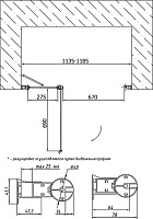 Vegas Glass Душевая дверь в нишу 115x189h см, проф. хром стекло 6мм сатин EP-F-1 115 08 10 L