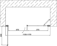 Vegas Glass Душевая дверь в нишу 115x189h см, проф. хром стекло 6мм сатин EP-F-2 115 08 10 L
