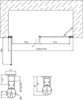Vegas Glass Душевая дверь в нишу 125x189h см, проф. хром стекло 6мм прозр. EP-F-2 125 08 01 L