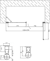 Vegas Glass Душевая дверь в нишу 125x189h см, проф. хром стекло 6мм сатин EP-F-2 125 08 10 R