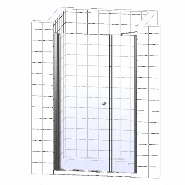 Vegas Glass Душевая дверь в нишу 140x189h см, проф. хром стекло 6мм сатин EP-F-2 140 08 10 L