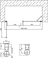 Vegas Glass Душевая дверь в нишу 145x189h см, проф. хром стекло 6мм прозр. EP-F-2 145 08 01 L