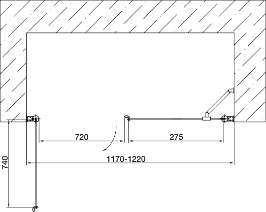 Vegas Glass Душевая дверь в нишу 120x189h см, проф. бронза стекло 6мм прозр. EP-F-2 120 05 01 L