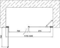 Vegas Glass Душевая дверь в нишу 120x189h см, проф. бронза стекло 6мм прозр. EP-F-2 120 05 01 L