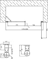 Vegas Glass Душевая дверь в нишу 120x189h см, проф. бронза стекло 6мм бронза EP-F-2 120 05 05 R