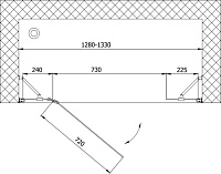Vegas Glass Душевая дверь в нишу 130x189h см, проф. золото стекло 6мм сатин AFP-F 130 09 10 L