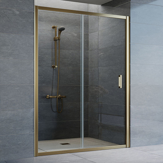 Vegas Glass Душевая дверь в нишу 140x190h см, проф. бронза стекло 6мм прозр. ZP 140 05 01