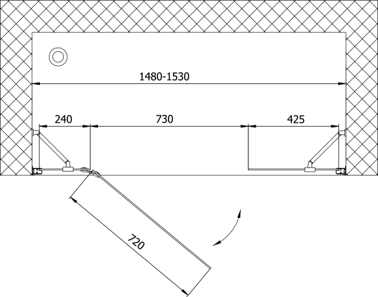 Vegas Glass Душевая дверь в нишу 150x189h см, проф. золото стекло 6мм сатин AFP-F 150 09 10 L