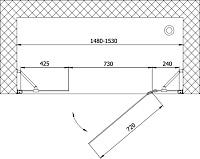 Vegas Glass Душевая дверь в нишу 150x189h см, проф. золото стекло 6мм сатин AFP-F 150 09 10 R