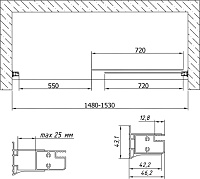 Vegas Glass Душевая дверь в нишу 150x190h см, проф. бронза стекло 6мм бронза ZP 150 05 05