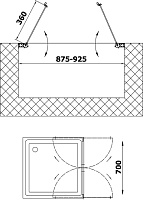 Vegas Glass Душевая дверь в нишу 92.5x189h см, проф. бронза стекло 6мм прозр. E2P 90 05 01
