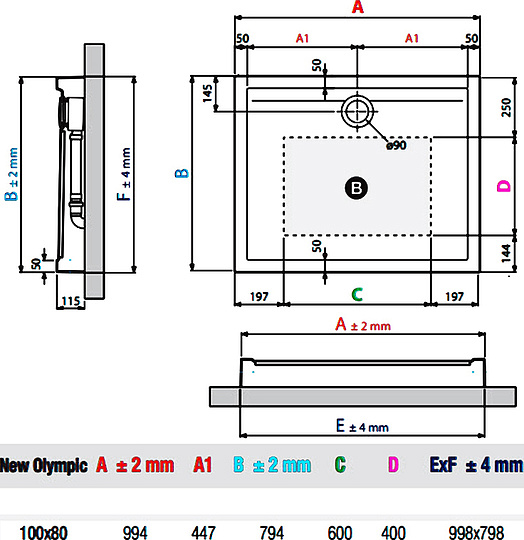 Поддон для душа Novellini New Olympic 100x80 см высокий OLN1008011-30