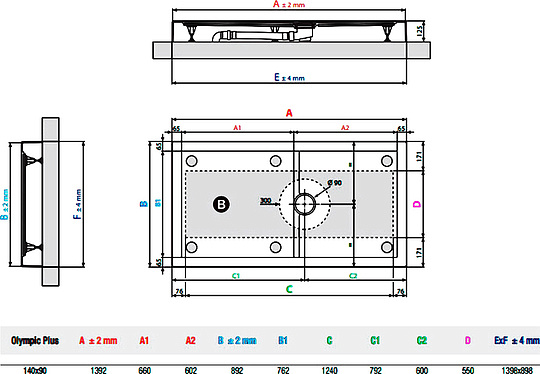 Поддон для душа Novellini Olympic Plus 140x90 см White высокий OL1409011-30