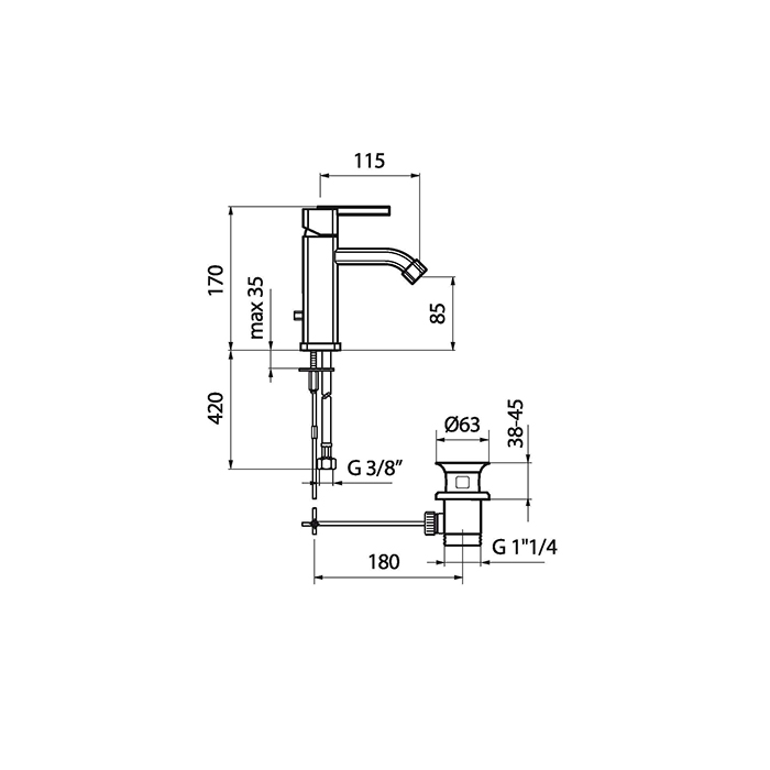 Webert Azeta Смеситель для раковины, цвет: хром AZ830102015
