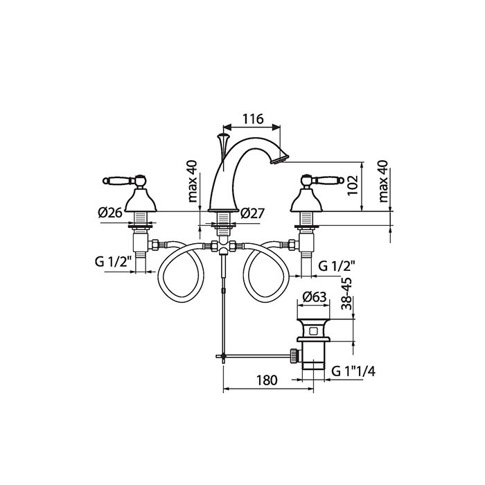 Webert Dorian Смеситель для раковины, цвет: золото/белый DO750101010