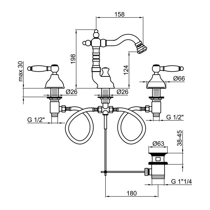 Webert Dorian Смеситель для биде, цвет: золото/белый DO710502010