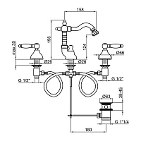 Webert Dorian Смеситель для биде, цвет: золото/белый DO710502010