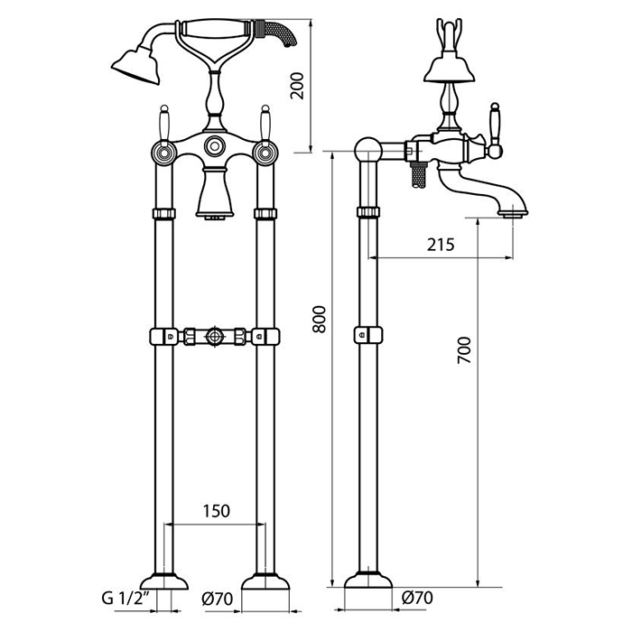 Webert Dorian Смеситель для ванны, цвет: бронза/белый DO720801065