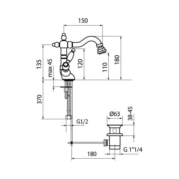 Webert Dorian Смеситель для биде, цвет: золото/белый DO710402010