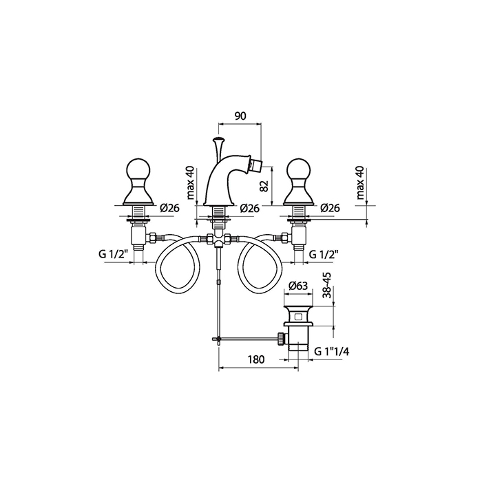 Webert Karenina Смеситель для биде, цвет: хром/золото/кристаллы Swarovski KA710202017