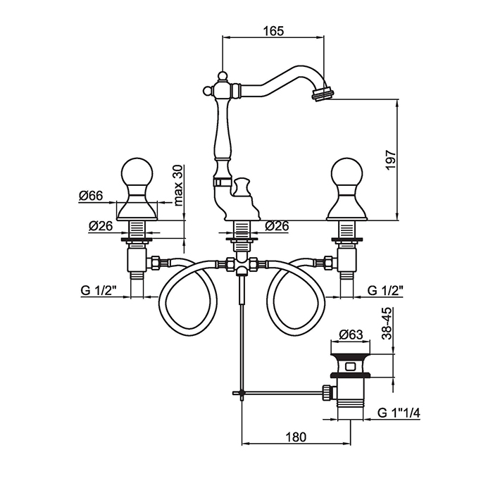 Webert Karenina Смеситель для раковины, цвет: золото/кристаллы Swarovski KA750202010