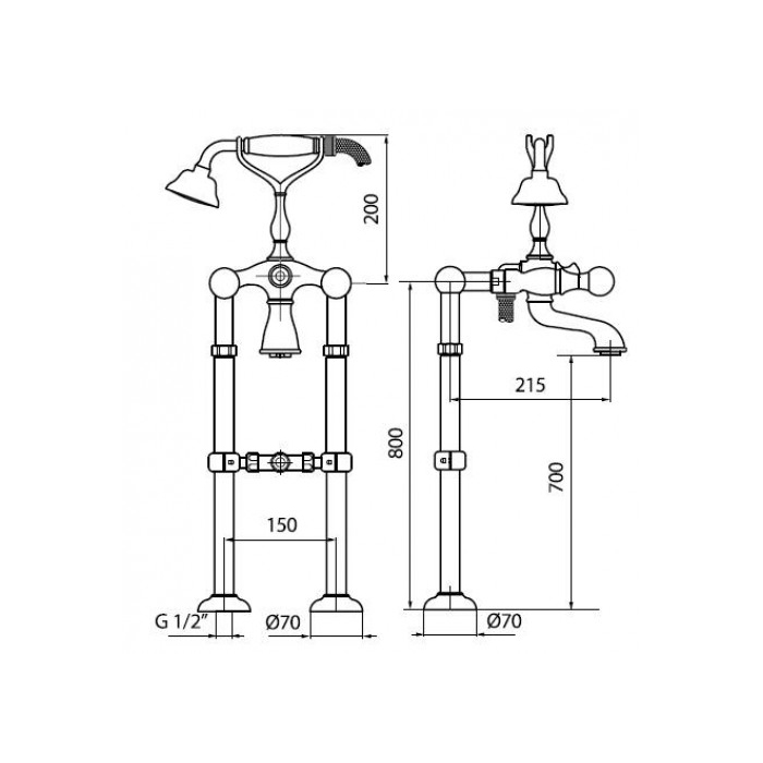 Webert Karenina Смеситель для ванны, цвет: хром/золото/кристаллы Swarovski KA720801017