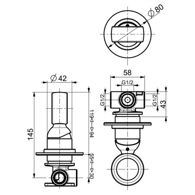 Webert Opera Смеситель для душа встраиваемый в стену, цвет: бронза OA880101065