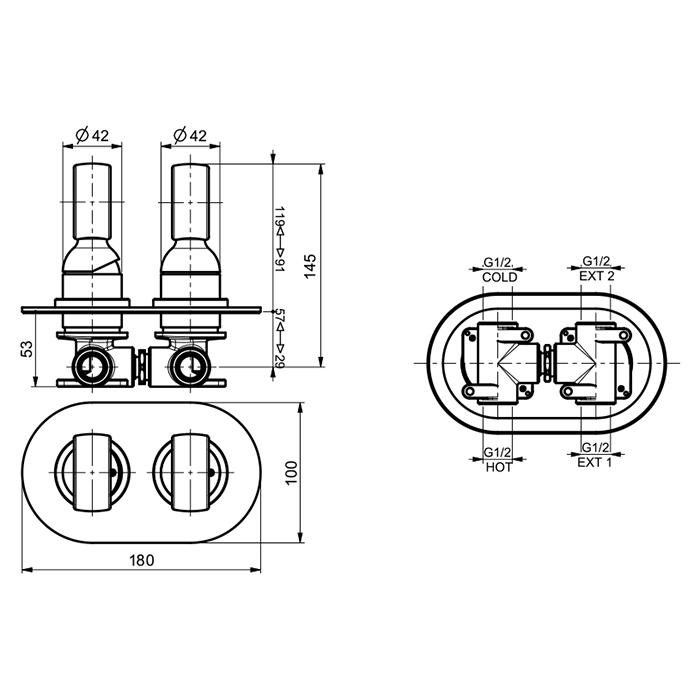 Webert Opera Встраиваемый смеситель для душа, цвет: черный матовый OA860101560