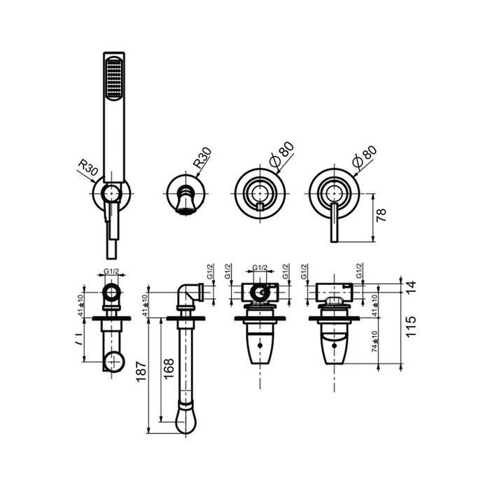 Webert Opera Moderna Встраиваемый смеситель для ванны, цвет: черный матовый OE860312560
