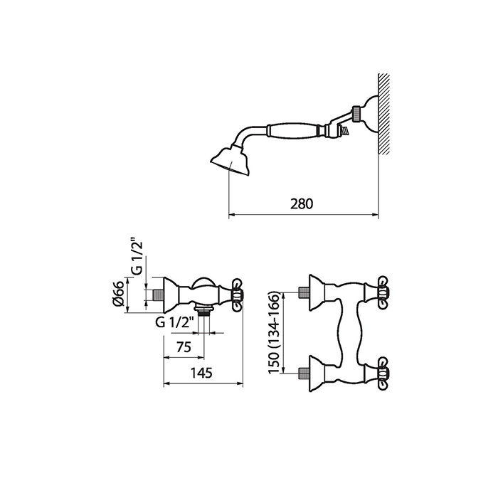 Webert Ottocento Смеситель для душа, цвет: золото/белый OT760101010