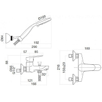 Webert Sax Смеситель для ванны, с ручным душем, цвет: белый матовый SE850101740