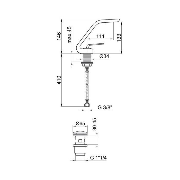 Webert Wolo Смеситель для раковины, цвет: черный матовый/хром WO830102564