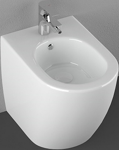 Allen Brau Reality Биде напольное 36,5x52 см, c 1 отв. под смеситель и переливом, цвет: белый глянц 4.32005.20