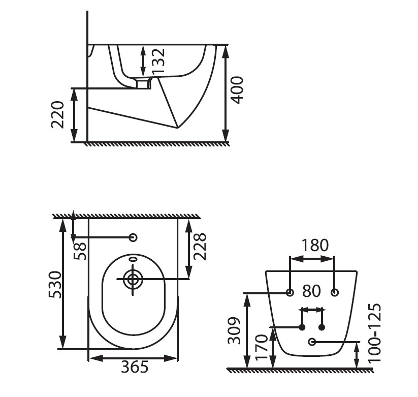 Allen Brau Reality Биде подвесное 36,5x53 см, c 1 отв. под смеситель и переливом, цвет: черный мат 4.32008.31