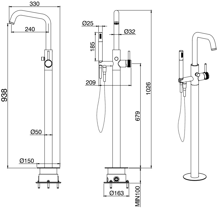 Allen Brau Priority Смеситель для ванны с душем, цвет: никель 5.31008-BN