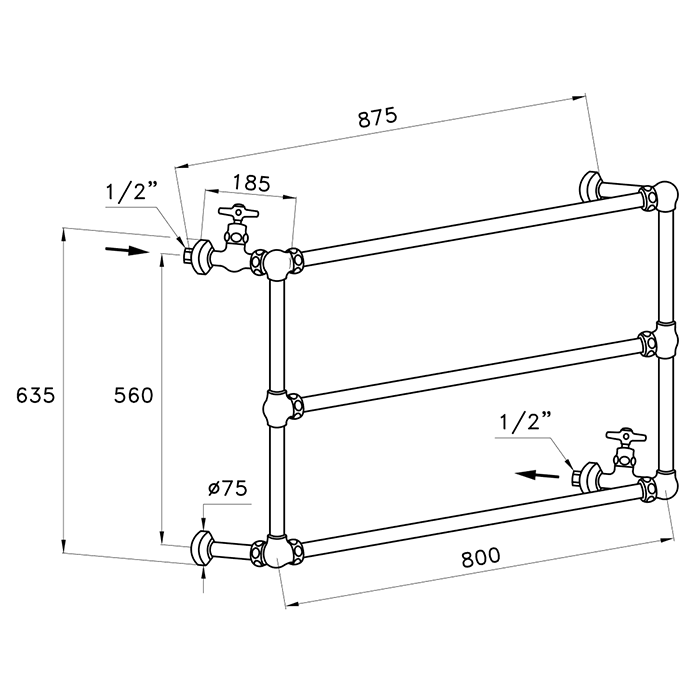 Stella Полотенцесушитель водяной, 80х56 см, цвет: хром RM 07000 CR00