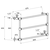 Stella Полотенцесушитель водяной, 80х56 см, цвет: хром RM 07000 CR00