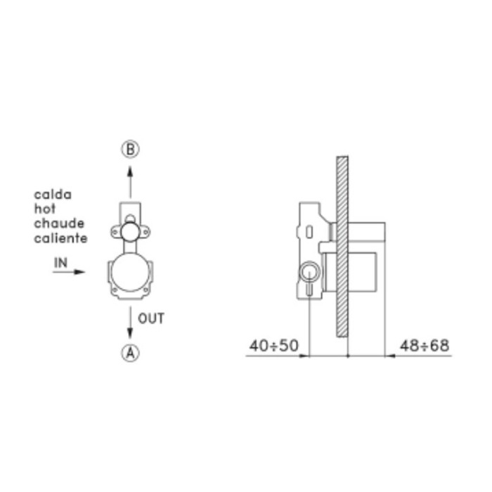Stella Sirius Встраиваемая часть однорычажного смесителя с переключателем UN016000000