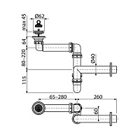 Alcaplast Cифон для умывальника экономящий пространство Ø63, цвет белый A413