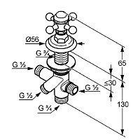 Kludi 1926 Переключатель потоков на 2 положения, цвет: золото 518484520